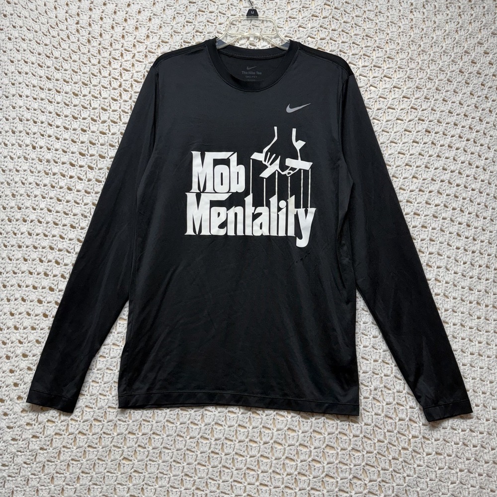 Nike Mob Mentality Shirt Mens M Tall Black Long Sleeve Pullover DX0993-010 (Flaw